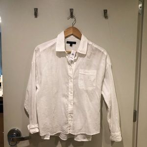 NWT Banana Republic White Linen Button Down